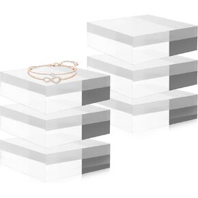 6 Pack 3 x 3 x 1 Inch Solid Acrylic Cube, Acrylic Square Display Block for Display, Clear Polished Acrylic Cube for Rings Jewelry