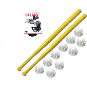 Wiffle® Ball and Bat Combo Set, 10 Wiffle® Balls Baseballs, 2 Bats, 1 Roll Bat Tape, and Pitching Guide