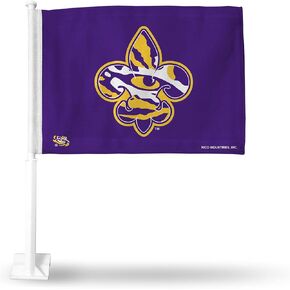 Rico Industries NCAA LSU Tigers Exclusive Double Sided Car Flag - 16" x 19" - Strong Pole That Hooks onto Car/Truck/Automobile