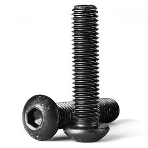 M8-1.25 x 80mm Button Head Socket Cap Screws Bolts, Metric Allen Socket Drive, Black Oxide Finish, 10.9 Grade Alloy Steel, Machine Fully Threaded, Quantity 10