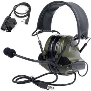 Tactical Headset with Mic Ear Protection Sound Pickup Headset with U94 PTT Kenwood 2 Pin for Hunting