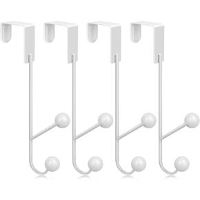 FYY Over The Door Hooks - 4 Pack Door Double Hangers with Sponge Pad Prevent Scratches Heavy Duty Organizer Hooks for Living Room, Bathroom, Bedroom, Kitchen Hanging Clothes, Towels, Hats, Bags Black