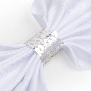 100pcs Disposable Rose Flower Paper Napkin Rings Laser Cut Foil Paper Napkin Holder, Leaf Vine Serviette Rings for Table Decoration,Christmas,Wedding,Party (Gold)