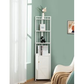 Evajoy Corner Shelf 5-Tier with Storage, 71'' Industrial Rustic Tall Corner Bookshelf Stand, Display Stand, Plant Stand, Corner Storage Cabinet for Living Room, Home Office, Bathroom, Entryway