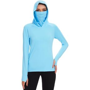 BASSDASH Women’s UPF 50+ Sun Protection Hoodie with Face Mask Neck Gaiter Breathable Long Sleeve Shirt for Hiking Fishing