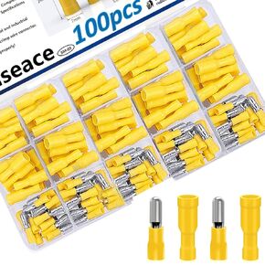 smseace 100 قطعة موصلات رصاصة زرقاء 16-14AWG موصلات سلك رصاصة أنثى وذكر موصل بعقب رصاصة للسيارات قارب ستيريو المعدات الصناعية
