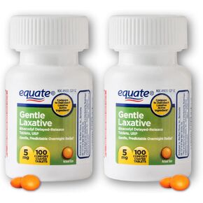 Bisacodyl 5mg tablets- Equate Gentle Laxative for Constipation 100ct for Daily Use (pack of 1)