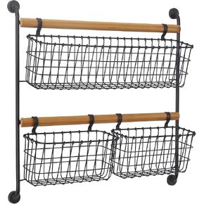 Deco 79 Farmhouse Metal Shelf Wall Storage Shelves for Bedroom, Living Room, Bathroom, Kitchen, Office and More, 18"L x 6"W x 31"H, White