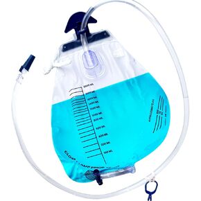 2000 ML Urinary Drainage Bag with Anti-Reflux Chamber, Urine Bag with 48" Drainage Tube, Clips and Hanging Hook (5)