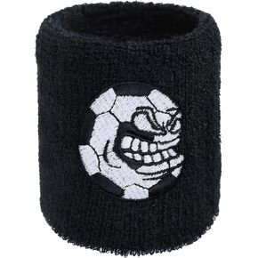 Angry Football Sweat Band for Wrist - Embroidered Sweat Absorbent Wrist band for Men Women - Black Terry Cloth Arm Band for Football Game, Training - Gift for Football Players and Fans