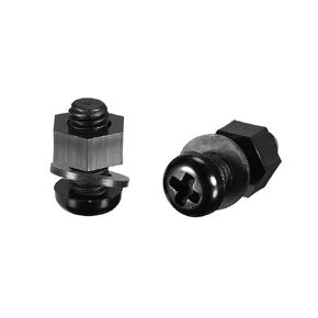 uxcell Nylon Screw Nut Washer Assortment Kit, M4x20mm Round Head Machine Screw Bolt Nuts Flat Washers Black 20 Set