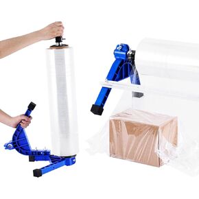 2 in 1 Stretch Film Wrap Dispenser 19.69" Adjustable Tension, Table Stretch Film Packing Machine Manual Pallet Wrapper Tool