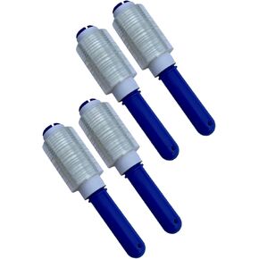 4 Pack - Stretch Wrap Film Roll + Plastic Handle with Rotation - for Packing, Storage, Moving, Cooking, Travel, Office, Home and Car.