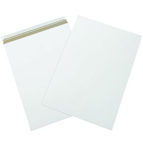 BOX USA 18 x 24" Stayflats Brand Rigid Flat Mailers, White (Pack of 50) Photo Document Mailers, Peel & Seal Closure, Tear Strip Easy Opening.