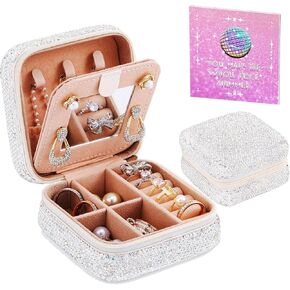Handmade Jewelry Box, Travel Jewelry Case for Taylor Gifts, Jewelry Organizer for Bracelets, Earrings, Necklace, 13th Birthday Gifts for Girls Womens with Gift Greeting Card/Temporary Tattos/Stickers