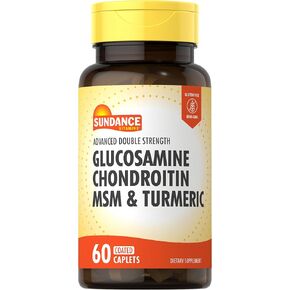 Glucosamine Chondroitin MSM and Turmeric | 60 Caplets | Double Strength | Non-GMO and Gluten Free Supplement | by Sundance