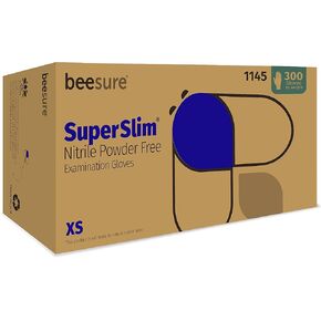 BeeSure BE1147 Superslim Nitrile Powder Free Exam Gloves, Medium (Pack of 300),blue in Kuwait
