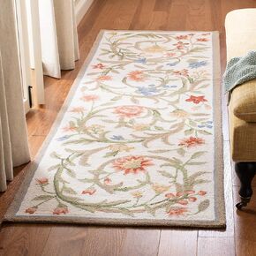 سجادة SAFAVIEH Chelsea Collection - 2'6" x 6'، عاجية، صوف ريفي فرنسي معلق يدويًا، مثالية للمناطق ذات حركة المرور العالية في غرفة المعيشة وغرفة النوم (HK248A)
