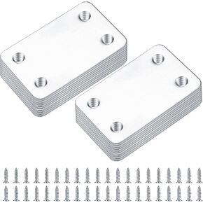 20 Pcs Flat Mending Plates, Stainless Steel Flat Straight Brace Bracket, Metal Repair Straight Joining Braces Plates, Flat Corner Brace Fixing Mending Plates for Furniture Wood (Black 1.5x2.37 inch)