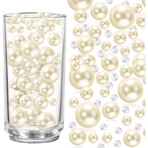 250 قطعة من الخرز العائم من FUTUREPLUSX و5000 قطعة من الخرز الجل المائي، وحشو المزهرية بدون ثقب لآلئ مزهرية بيضاء للشمعة المركزية وحامل فرش عيد ميلاد الزفاف in Kuwait