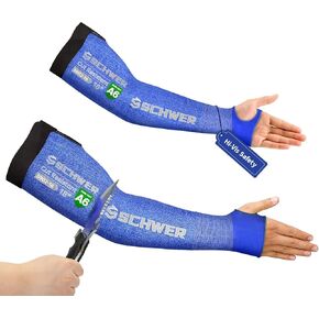 Schwer AIR-SKIN Arm Sleeves S902 for Thin Skin and Bruising, ANSI A6 Cut Resistant Arm Protectors for High Risk Work, UPF50+ UV Protection Gardening Sleeves for Farming, Lightweight, Breathable