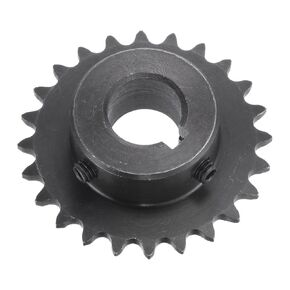 uxcell 24 Tooth Roller Sprocket B Type, 25 Chain, Single Strand 1/4" Pitch, 16mm Bore Black Oxide C45 Carbon Steel, Keyway with Set Screws for ISO 04C