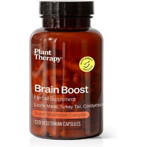 Plant Therapy Brain Boost Herbal Supplement Capsules, Supports Memory & Focus, Promotes Healthy Neuron Function, 120 Vegetarian Capsules