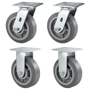 5" x 2" Heavy Duty Caster, Swivel Rubber Caster No Noise Industrial Plate Caster Wheel (1 Pack Swivel)