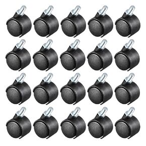 uxcell 20 Pcs 1.15 Inch Swivel Caster Wheels Nylon 360 Degree Threaded Stem Caster Wheel, M6 x 15mm, 22lb Capacity