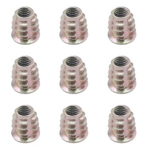 MroMax Hex Threaded Inserts M5 Internal Threads Hex Drive with Flanged 0.39-inch Length Screw in Nut Threaded Wood Inserts Metric,Zinc Alloy Furniture Bolt Fastener Connector for Soft Wood 50pcs