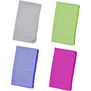 Kare & Kind Set of 4 Evaporative Cooling Towels (Blue, Green, Red, Gray), Extra Long 40x12 Inch Chill Pat for Sports, Workout, Fitness, Gym, Yoga, Running, Pilates, Golf, Travel, Camping & More