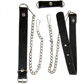 Sporran Black Leather & Chain With D-Loop Highlander Belt 50"