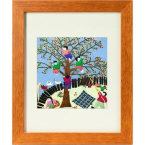 Ebherys Hand Embroidery Art of Chinese Style Design, Hand Embroidery Artwork, Chinese Wallart, Desk Decor, Table Top, Wood Framed Bookrack Decor Embroidery Art (Blossom)