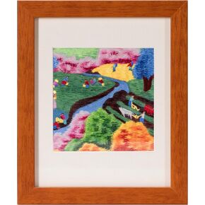 Ebherys فن التطريز اليدوي لتصميم النمط الصيني، أعمال فنية للتطريز اليدوي، جدار صيني، ديكور مكتب، سطح الطاولة، فن تطريز ديكور الكتب بإطار خشبي (وقت الربيع) in Kuwait