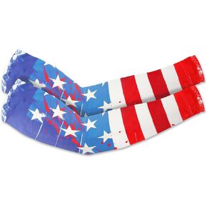 American Independence Patriotic Arm Sleeves USA Flag Cooling Arm Covers Sun Protection Arm Guards Unisex Sports Basketball Cycling American Ice Silk UV Protection Sleeves Style D