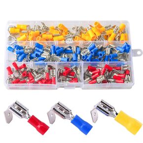 140PCS 22-16/16-14/12-10 AWG Heat Shrink Piggy Back Spade Quick Splice Crimp Terminals Connectors Assortment Kit 3 Sizes