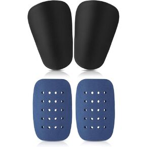 2 Pairs Mini Soccer Shin Guards, Breathable Tiny Football Miniature Shin Pads with EVA Cushion 2 Sizes Small Protective Shinguard Equipment for All Ages Boys Girls Women Men (Blue, Black)
