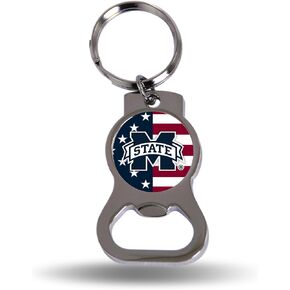 Rico Industries NCAA Mississippi State Bulldogs Patriotic Metal Keychain - Beverage Bottle Opener With Key Ring - Pocket Size