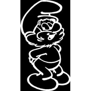 Papa Smurf - Vinyl 5" tall (color: WHITE) - decal laptop tablet skateboard car windows stickers