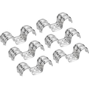 uxcell 25Pcs 25mm(1 Inch) Stainless Steel Double Line Clamps Single Hole Rigid Pipe Strap M-type U Shape Bracket Tube Strap for Wire Pipe Cord