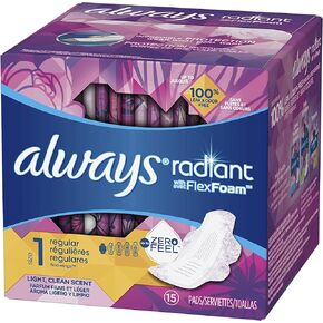 Always Radiant Pads with Wings, Scented (Pack of 6)