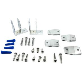 Alcove Pack-2 One Ear Brackets & 4 Alcove Clips Die Cast Zamac for 1 in. Panel Thickness w/Fasteners