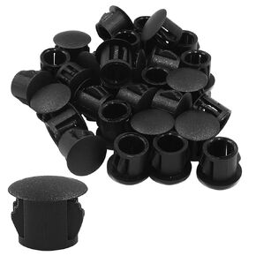 Hitefu 30PCS Plastic Hole Plugs, 1/2-Inch (13mm) Black Flush Type Panel Plugs for Furniture and Fencing Post, Ideal for Cabinet and Screw Hole Covering