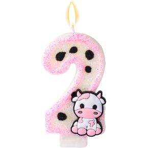 Cow Candle, Glitter Number Birthday Candle Milk Cow Print Cake Topper Birthday Cake Candles Farm Animal Theme for Girls Boys Birthday Decorations Baby Shower Party Favor Supplies (Number 1)