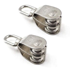 M15 Wire Rope Double Pulley Block 304 Stainless Steel Roller Pulley Bearing Roller Pack of 4 Loading:35KG