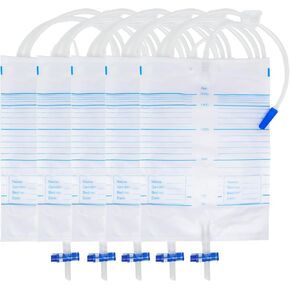 5Pcs Urine Drainage Bag, Anti-Reflux, 2000 mL Volume, 48" Drainage Tube, Clips and Hanging Hook in Saudi Arabia