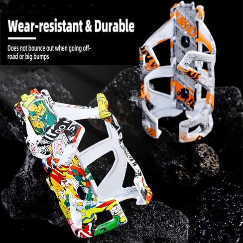 Bike Water Bottle Cage, Painted Fashion Durable Water Drink Holder Rack, Lightweight Plastic Water Bottle Holder Cool Charming Cycling Bottle Holder Cages for MTB, Road Bike, Mountain Bike in Saudi Arabia