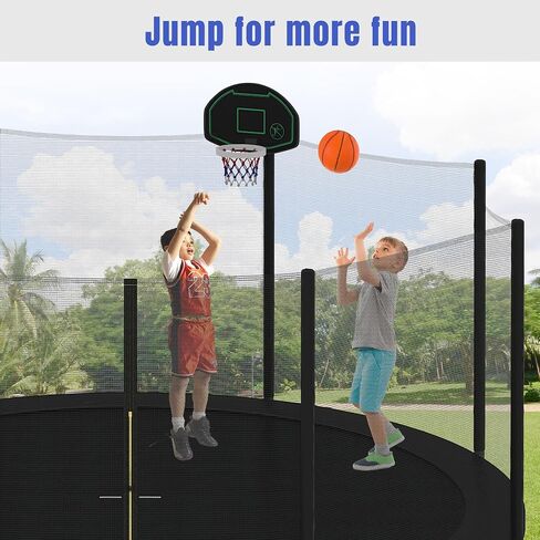 8ft/10/12/ft/14FT Trampoline for Kids, Recreational Outdoor Trampolines with Safety Enclosure Net, Basketball Hoop and Ladder,for Kid and Adults,Boys/Girls,for Outdoor in Saudi Arabia