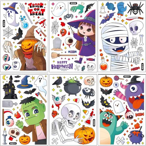 6 Sheets Halloween Window Clings, Halloween Window Sticker Decals Double Sided for Glass Windows Cute Halloween Party Decoration in Kuwait