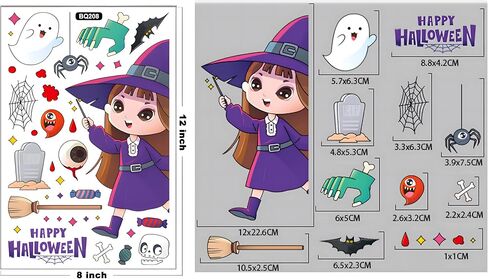 6 Sheets Halloween Window Clings, Halloween Window Sticker Decals Double Sided for Glass Windows Cute Halloween Party Decoration in Kuwait